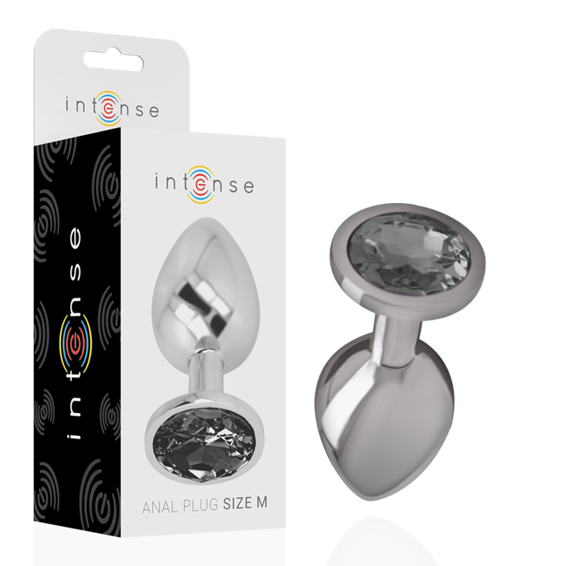 PLUG ANALE IN METALLO ALLUMINIO CON VETRO NERO TAGLIA M - CHARME VIBE