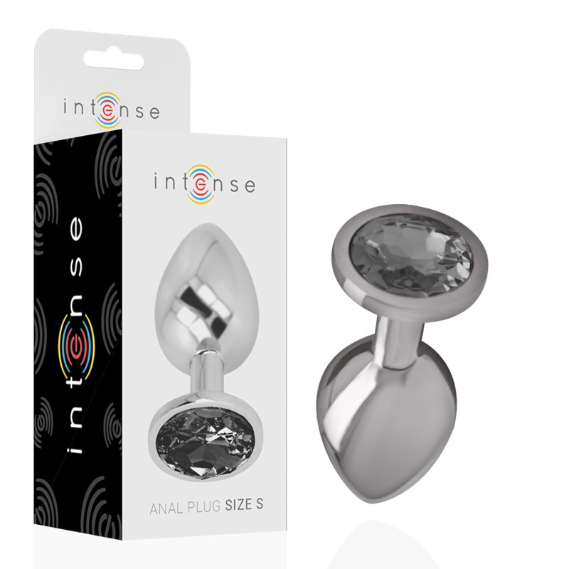 PLUG ANALE IN METALLO ALLUMINIO CON CRISTALLO NERO TAGLIA S - CHARME VIBE