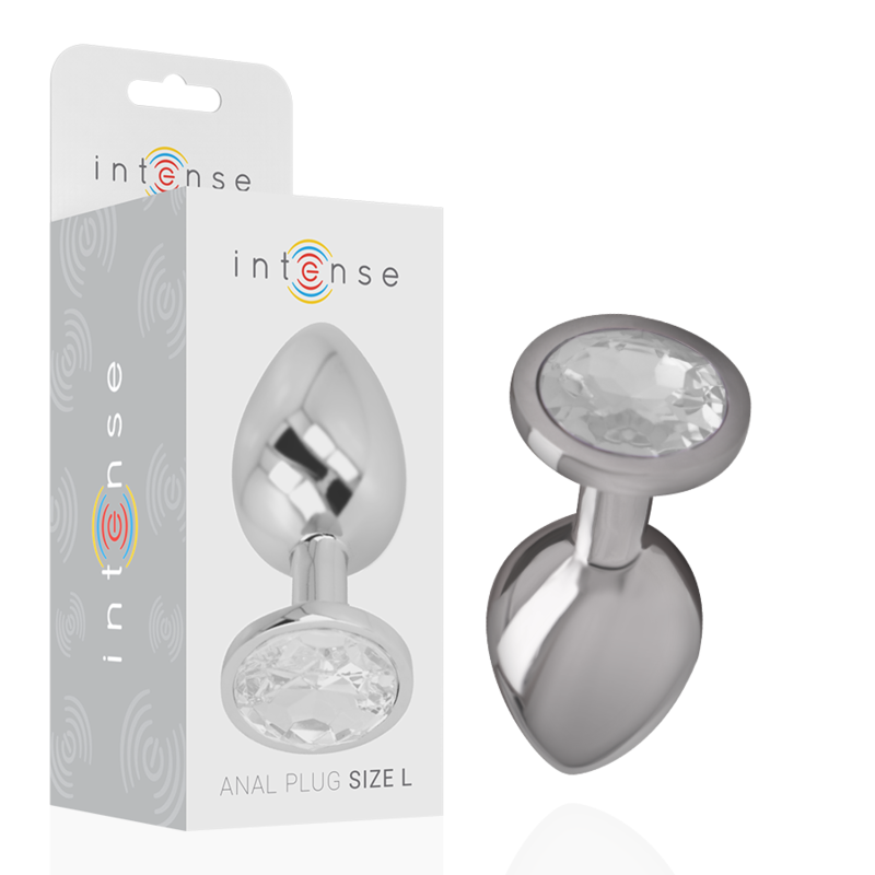 PLUG ANALE IN METALLO ALLUMINIO CON CRISTALLO ARGENTO MISURA L - CHARME VIBE