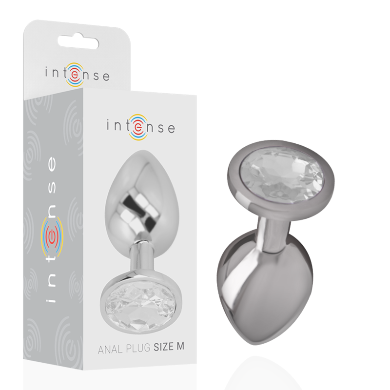 PLUG ANALE IN METALLO ALLUMINIO CON CRISTALLO ARGENTO TAGLIA M - CHARME VIBE