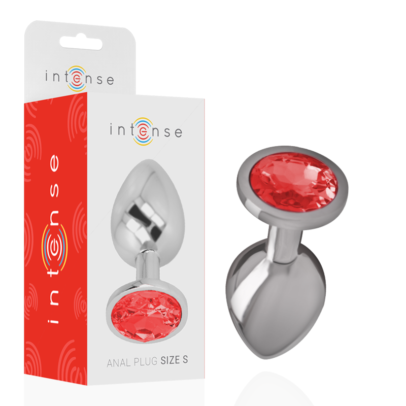 PLUG ANALE IN METALLO ALLUMINIO CON CRISTALLO ROSSO MISURA S - CHARME VIBE