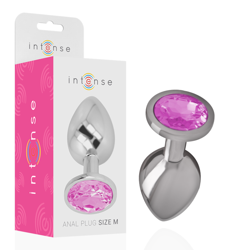 PLUG ANALE IN METALLO ALLUMINIO CON CRISTALLO ROSA TAGLIA M - CHARME VIBE