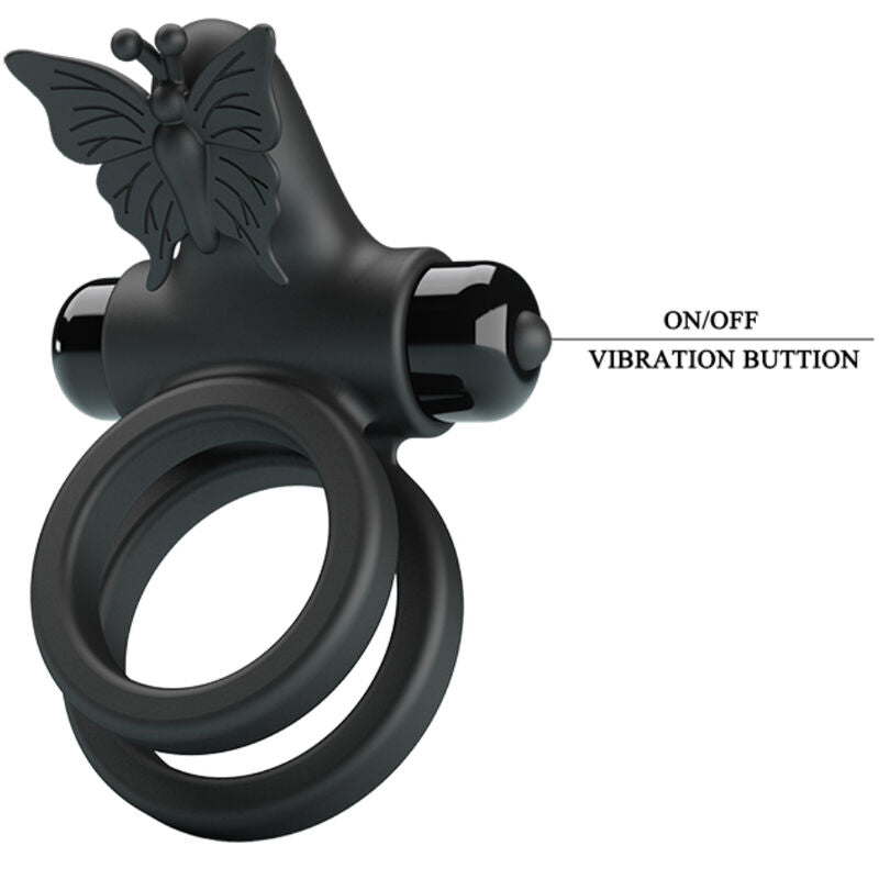 DOPPIO ANELLO VIBRANTE CON STIMOLATORE NERO - CHARME VIBE