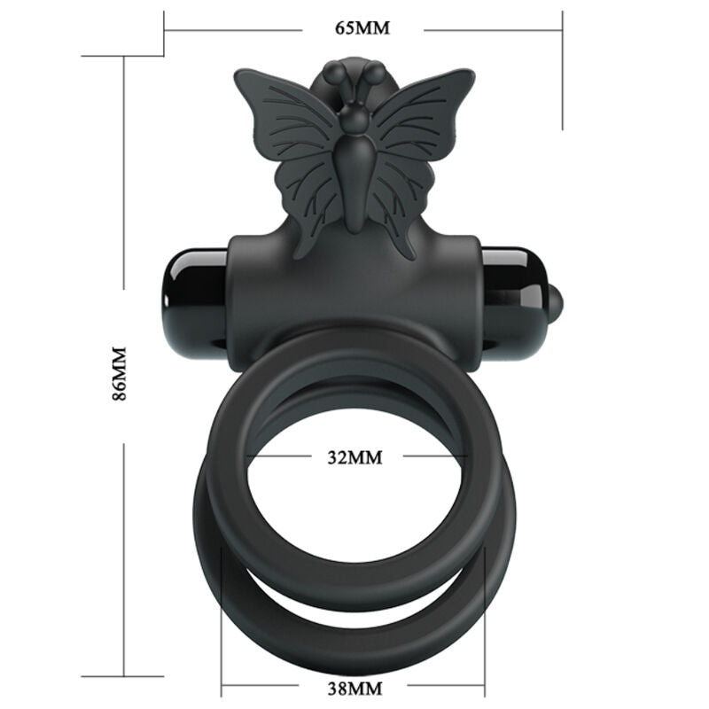 DOPPIO ANELLO VIBRANTE CON STIMOLATORE NERO - CHARME VIBE