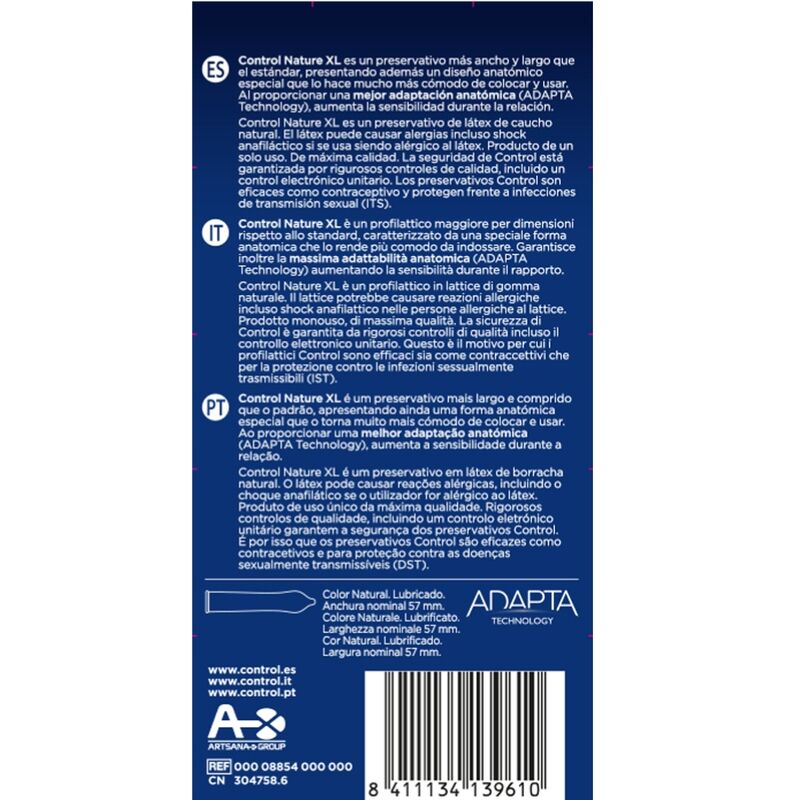 ADAPTA NATURE XL CONDOMS 12 UNITS - CHARME VIBE