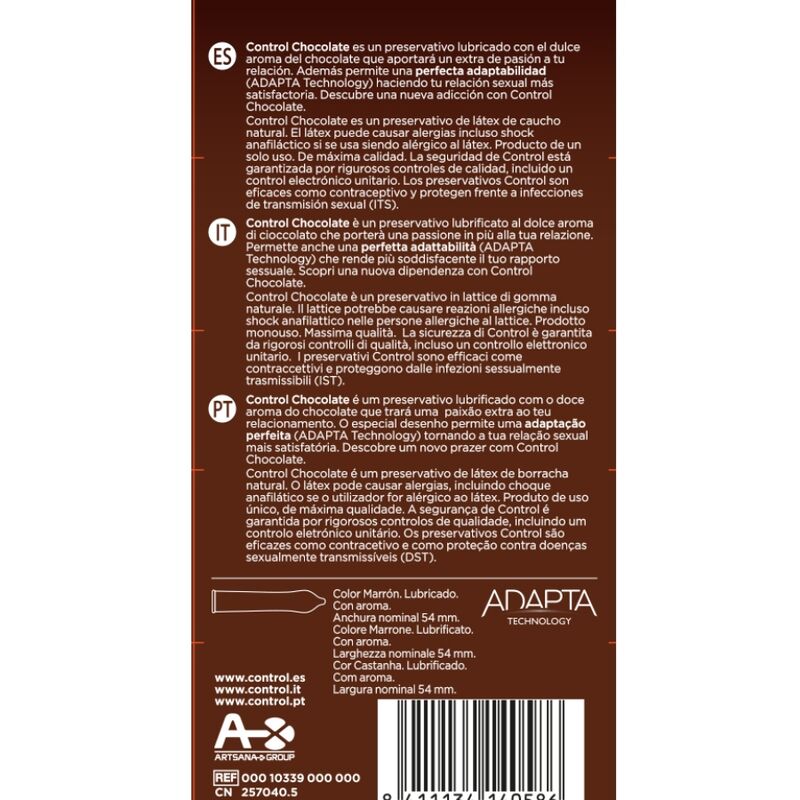 ADAPTA CHOCOLATE CONDOMS 12 UNITS- CHARME VIBE