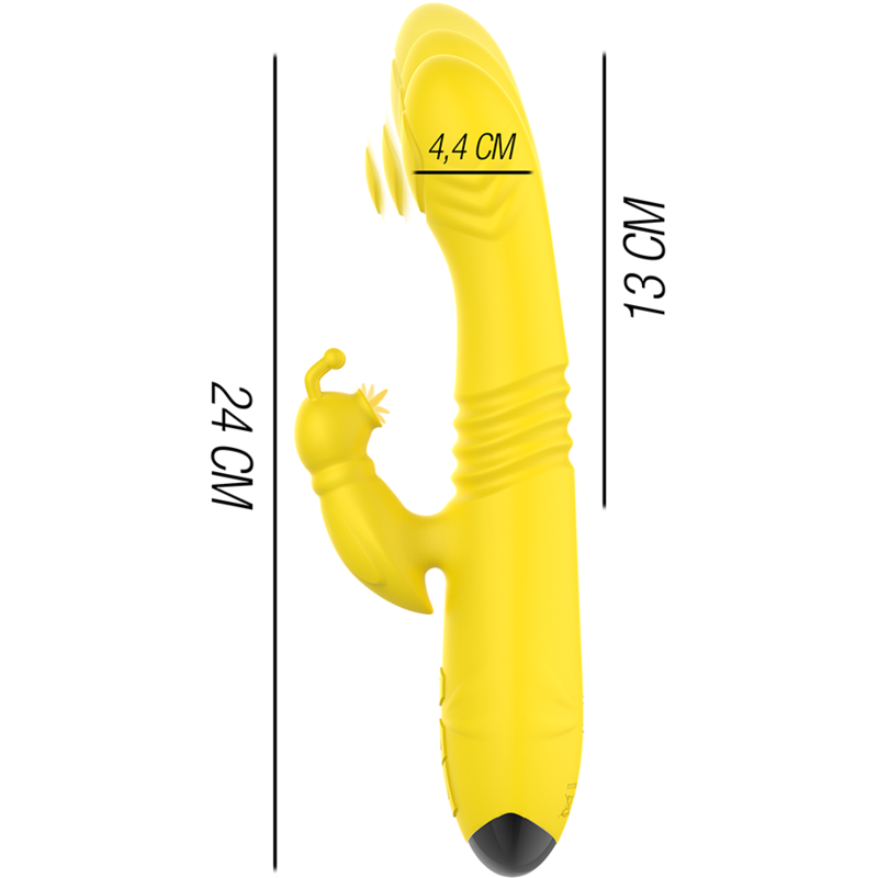 VIBRATORE MULTIFUNZIONE TOKY UP & DOWN CON STIMOLATORE CLITORALE GIALLO - CHARME VIBE