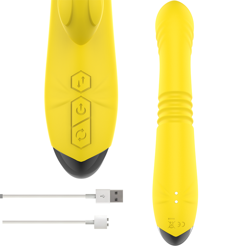 VIBRATORE MULTIFUNZIONE TOKY UP & DOWN CON STIMOLATORE CLITORALE GIALLO - CHARME VIBE