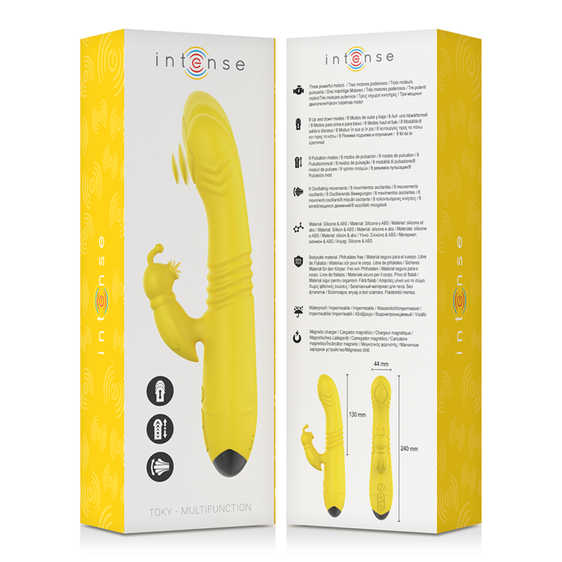 VIBRATORE MULTIFUNZIONE TOKY UP & DOWN CON STIMOLATORE CLITORALE GIALLO - CHARME VIBE