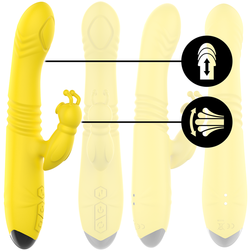 VIBRATORE MULTIFUNZIONE TOKY UP & DOWN CON STIMOLATORE CLITORALE GIALLO - CHARME VIBE