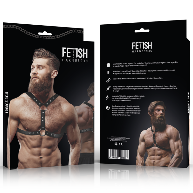 PETTORINA IN ECOPELLE CON DOPPIO SUPPORTO E BORCHIE DA UOMO - CHARME VIBE
