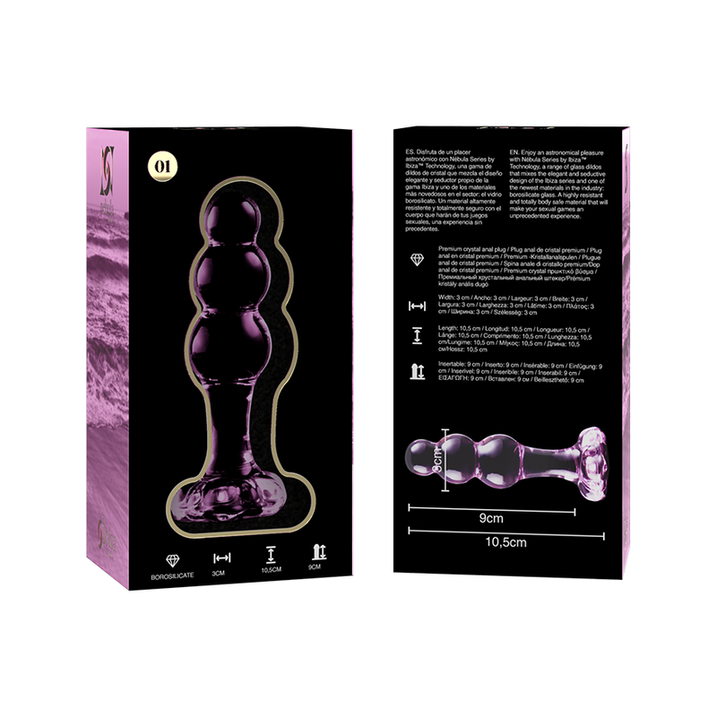 MODELLO 1 PLUG ANALE VETRO BOROSILICATO ROSA 10.5 CM 3 CM - CHARME VIBE