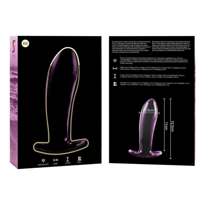 MODELLO 5 PLUG ANALE VETRO BOROSILICATO ROSA 12.5 CM O 3.5 CM - CHARME VIBE