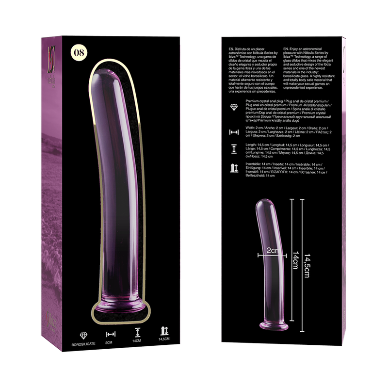 MODELLO 8 DILDO IN VETRO BOROSILICATO ROSA 14.5 CM O 2 CM - CHARME VIBE