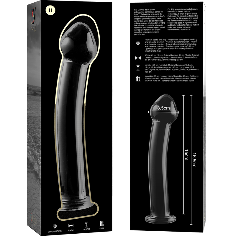 MODELLO 11 DILDO IN VETRO BOROSILICATO TRASPARENTE 16 CM O 3 CM - CHARME VIBE