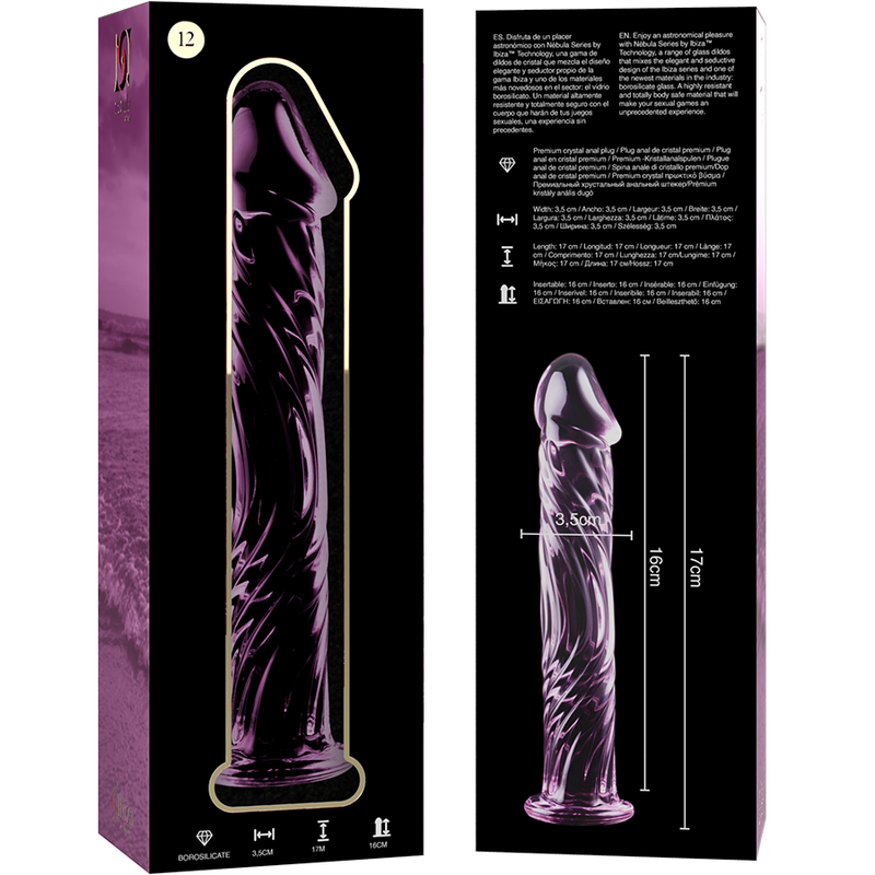 MODELLO 12 DILDO IN VETRO BOROSILICATO ROSA 17 CM O 3.5 CM - CHARME VIBE