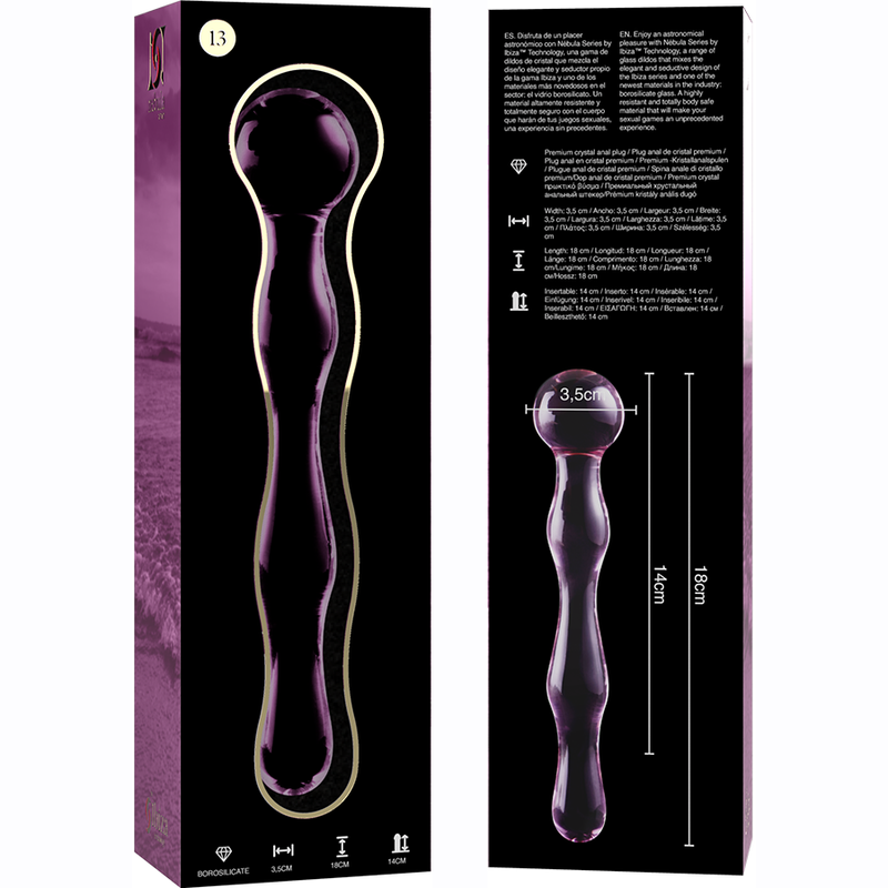MODELLO 13 DILDO IN VETRO BOROSILICATO ROSA 18 CM O 3.5 CM - CHARME VIBE