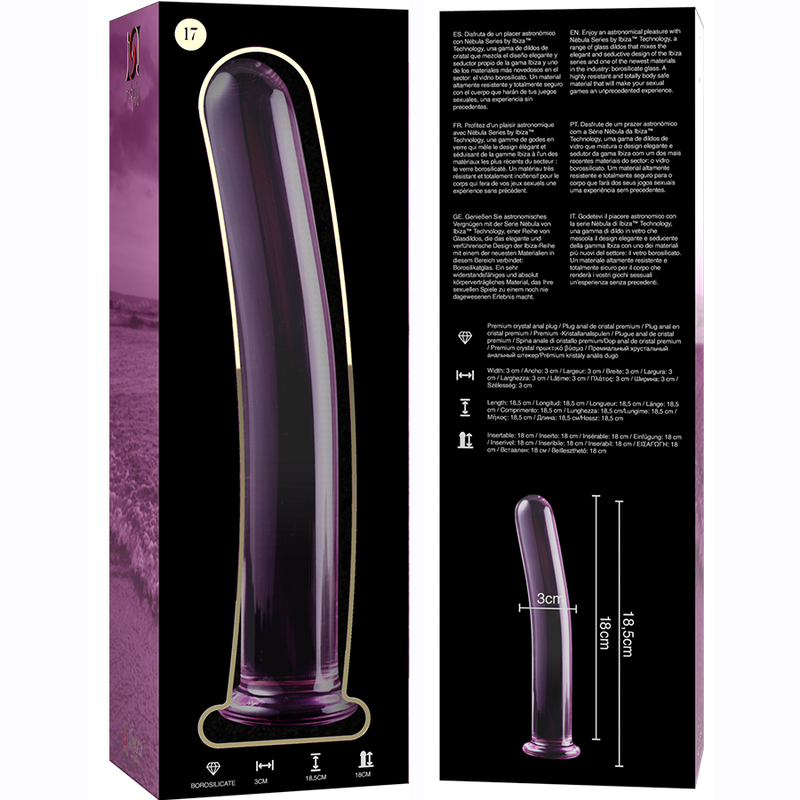 MODELLO 17 DILDO IN VETRO BOROSILICATO ROSA 18.5 CM O 3 CM - CHARME VIBE