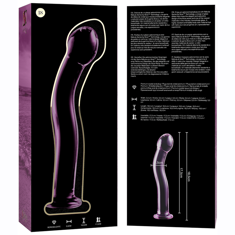 MODELLO 18 DILDO IN VETRO BOROSILICATO ROSA 18.5 CM O 3.5 CM - CHARME VIBE