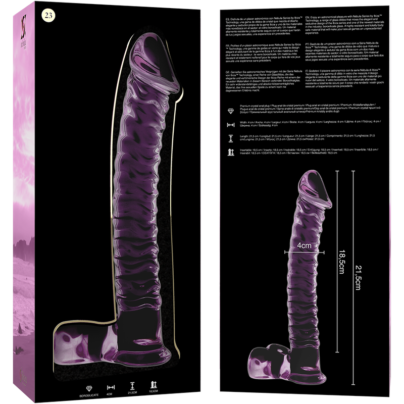MODELLO 23 DILDO IN VETRO BOROSILICATO ROSA 21.5 CM O 4 CM - CHARME VIBE