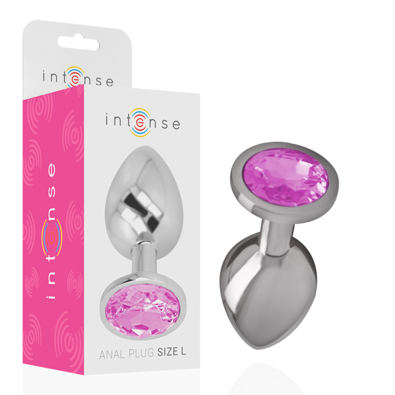 PLUG ANALE IN METALLO ALLUMINIO CON CRISTALLO ROSA MISURA L - CHARME VIBE
