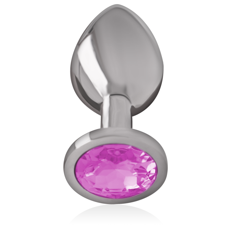 PLUG ANALE IN METALLO ALLUMINIO CON CRISTALLO ROSA MISURA L - CHARME VIBE