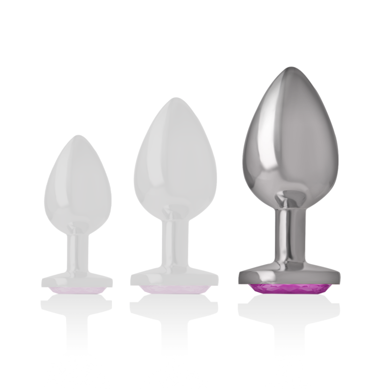 PLUG ANALE IN METALLO ALLUMINIO CON CRISTALLO ROSA MISURA L - CHARME VIBE