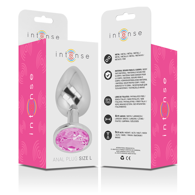 PLUG ANALE IN METALLO ALLUMINIO CON CRISTALLO ROSA MISURA L - CHARME VIBE