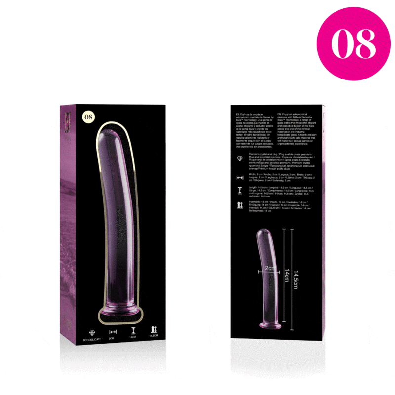MODELLO 8 DILDO IN VETRO BOROSILICATO ROSA 14.5 CM O 2 CM - CHARME VIBE