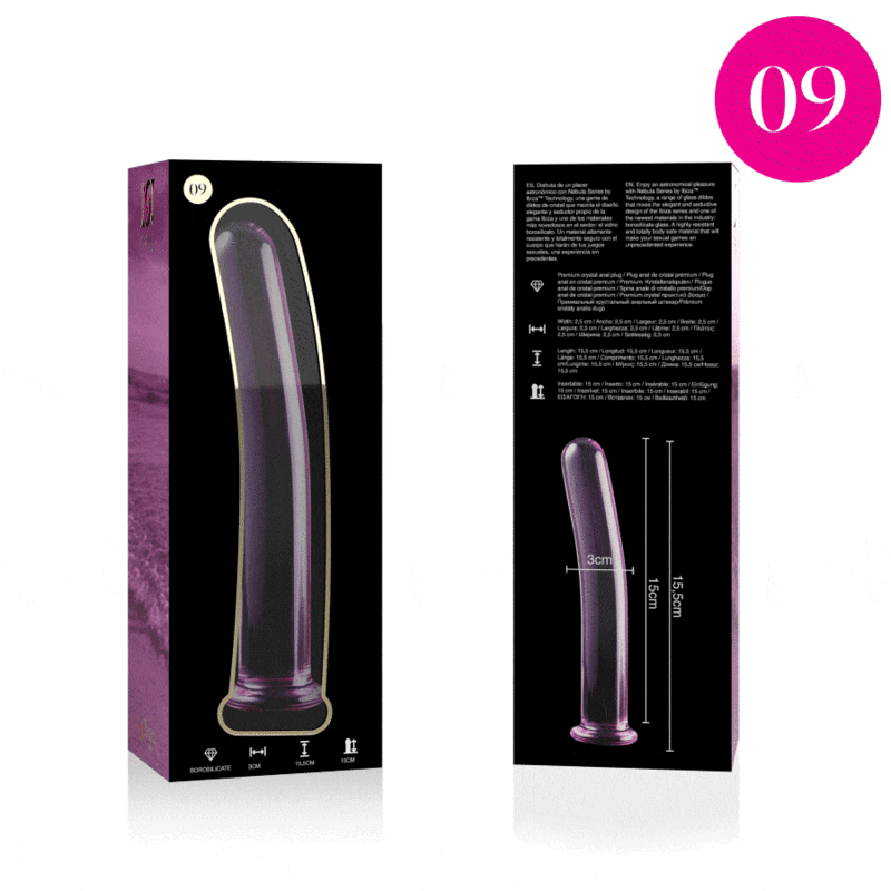 MODELLO 9 DILDO IN VETRO BOROSILICATO ROSA 15.5 CM O 2.5 CM - CHARME VIBE