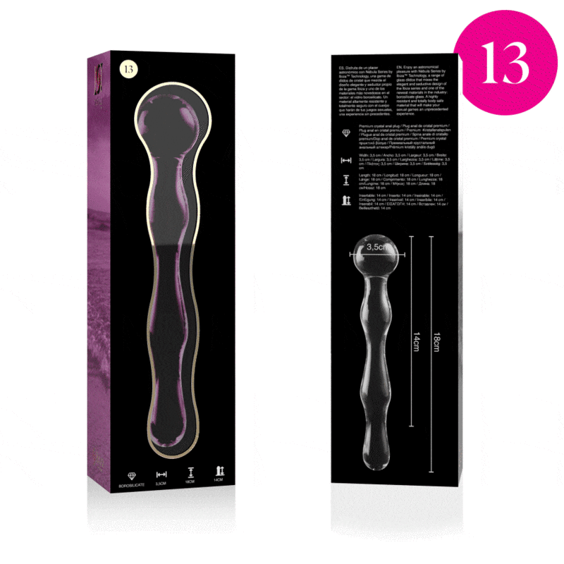 MODELLO 13 DILDO IN VETRO BOROSILICATO ROSA 18 CM O 3.5 CM - CHARME VIBE