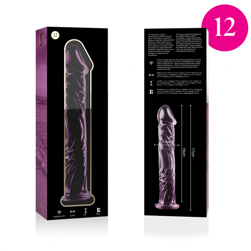 MODELLO 12 DILDO IN VETRO BOROSILICATO ROSA 17 CM O 3.5 CM - CHARME VIBE