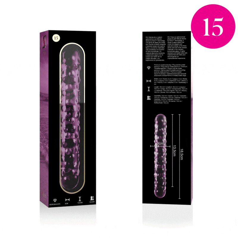 MODELLO 15 DILDO IN VETRO BOROSILICATO ROSA 18.5 CM O 3 CM - CHARME VIBE