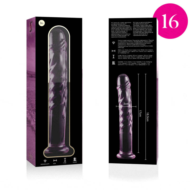 MODELLO 16 DILDO IN VETRO BOROSILICATO ROSA 18.5 CM O 3 CM - CHARME VIBE