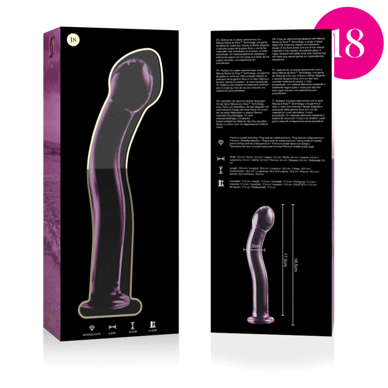 MODELLO 18 DILDO IN VETRO BOROSILICATO ROSA 18.5 CM O 3.5 CM - CHARME VIBE