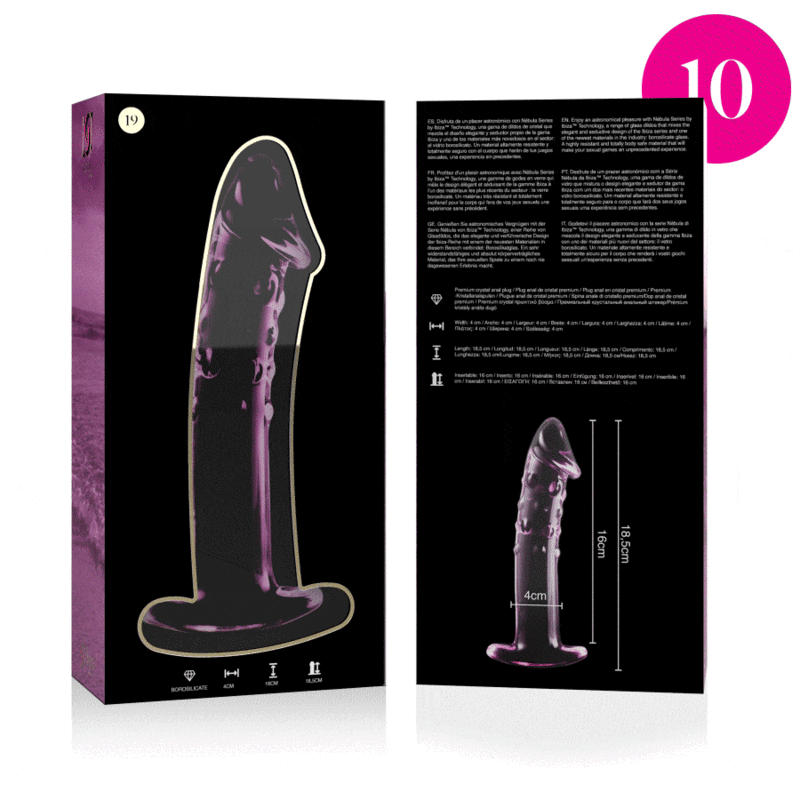 MODELLO 19 DILDO IN VETRO BOROSILICATO ROSA 18.5 CM O 4 CM - CHARME VIBE