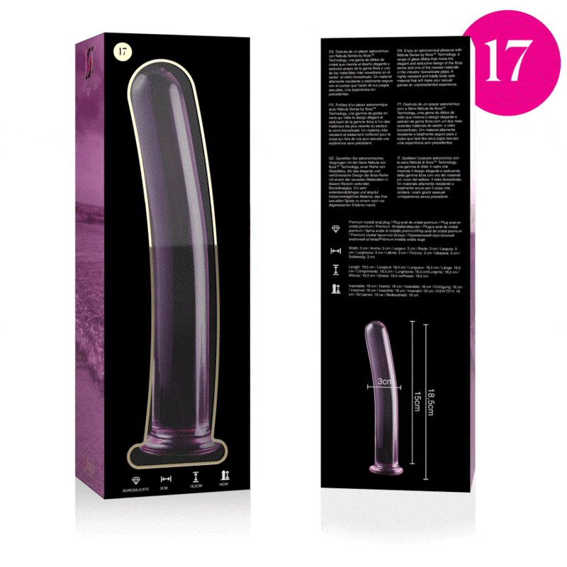 MODELLO 17 DILDO IN VETRO BOROSILICATO ROSA 18.5 CM O 3 CM - CHARME VIBE