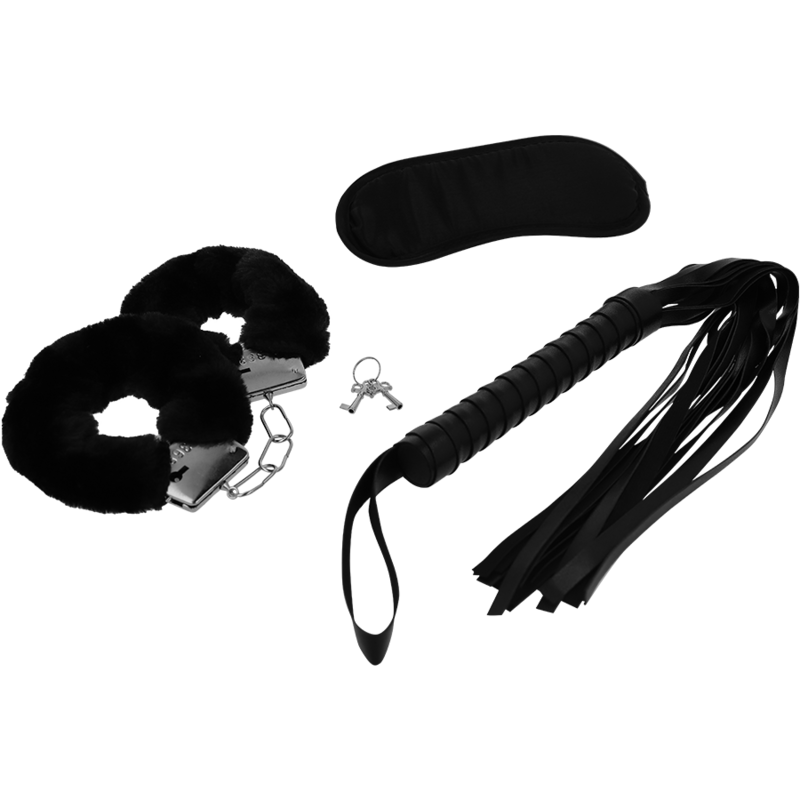 PLAYSET EROTICO 1 CON MANETTE, MASCHERA CIECA E FLOGGER - CHARME VIBE