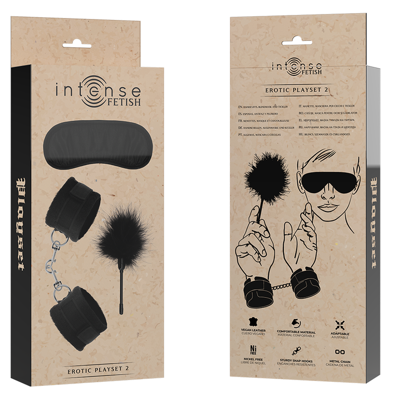PLAYSET EROTICO 2 CON MANETTE, MASCHERA CIECA E TICKLER - CHARME VIBE