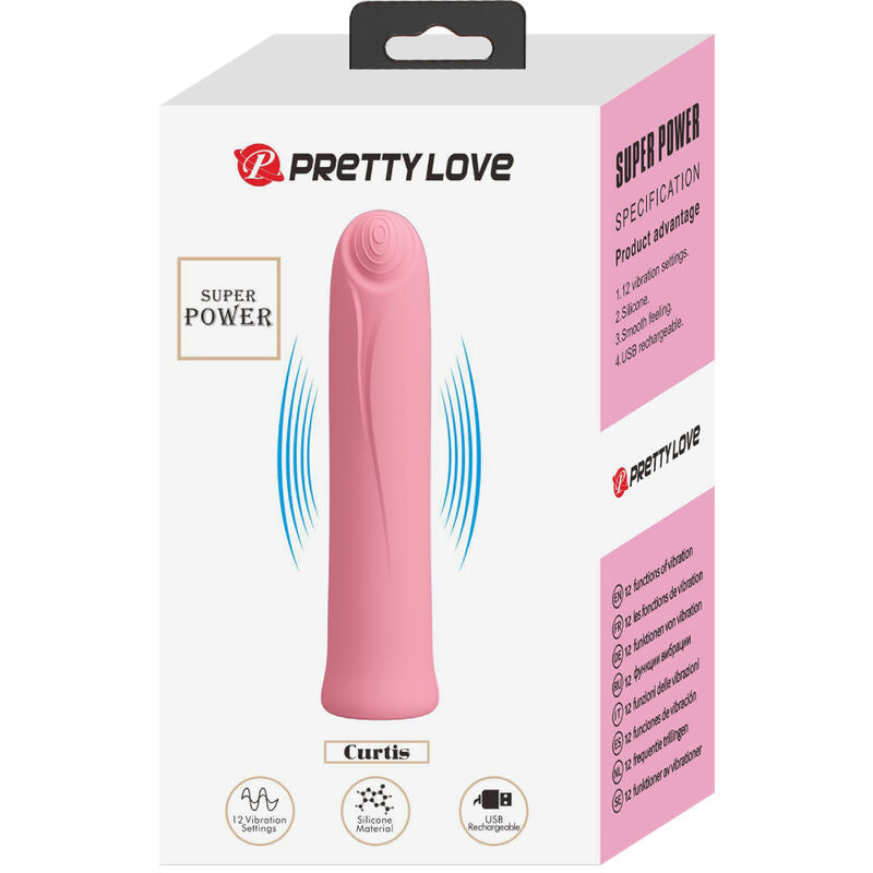 VIBRATORE CURTIS MINI SUPER POWER 12 VIBRAZIONI IN SILICONE ROSA - CHARME VIBE