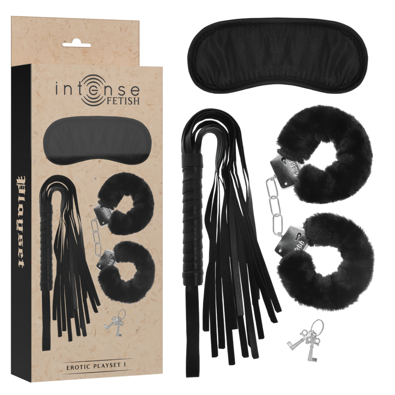 PLAYSET EROTICO 1 CON MANETTE, MASCHERA CIECA E FLOGGER - CHARME VIBE