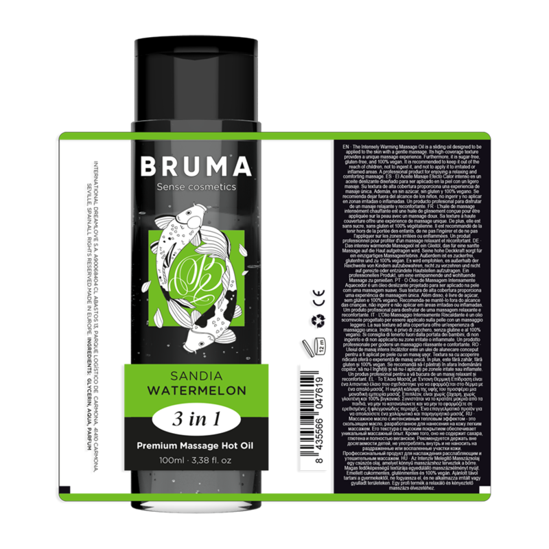 OLIO DA MASSAGGIO PREMIUM EFFETTO CALORE SAPORE ANGURIA 3 IN 1 - 100 ML - CHARME VIBE