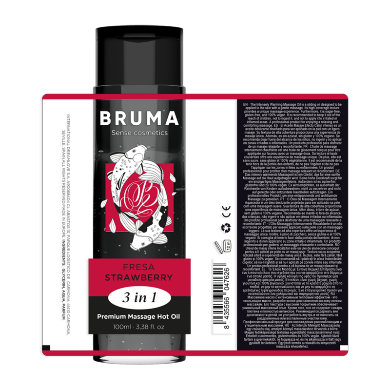 OLIO DA MASSAGGIO PREMIUM EFFETTO CALORE SAPORE FRAGOLA 3 IN 1 - 100 ML - CHARME VIBE