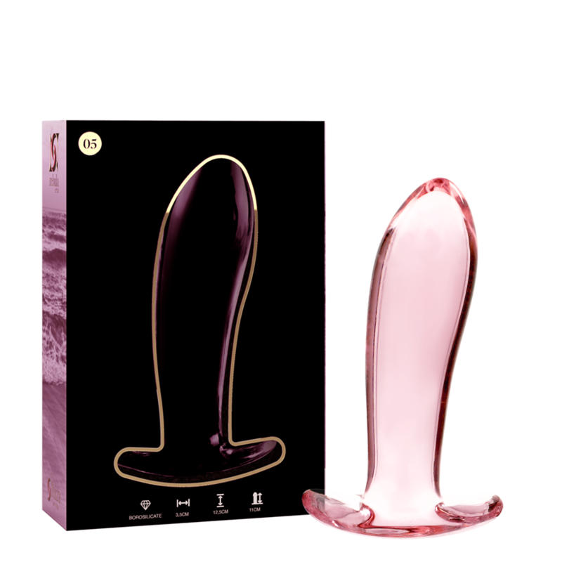 MODELLO 5 PLUG ANALE VETRO BOROSILICATO ROSA 12.5 CM O 3.5 CM - CHARME VIBE