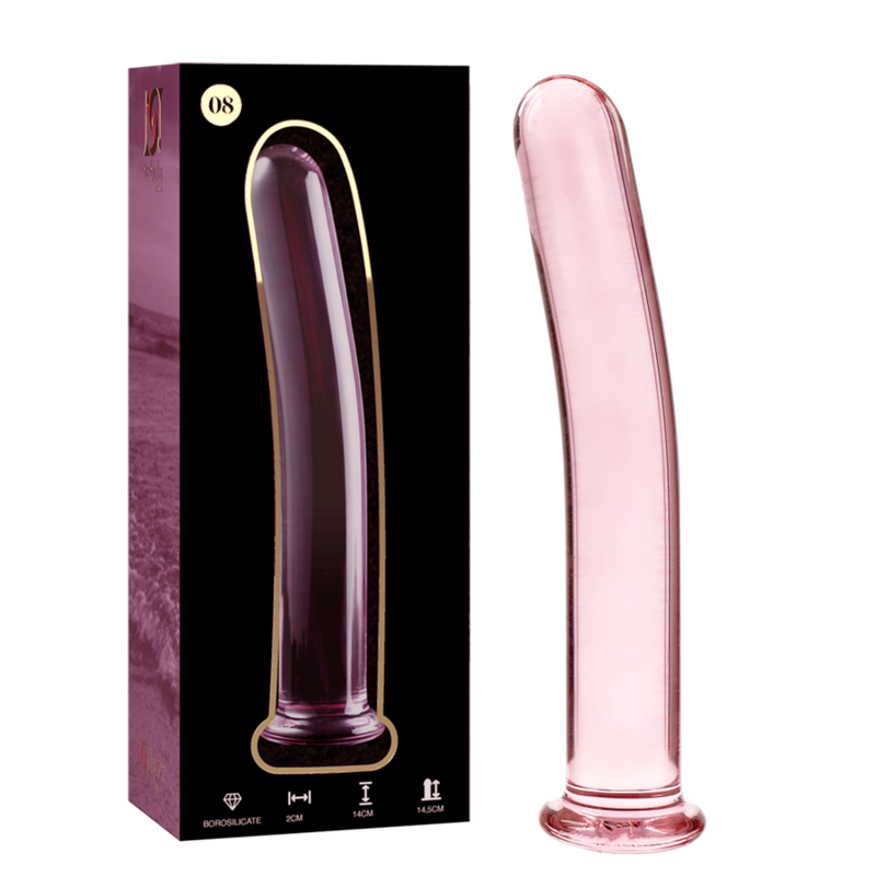 MODELLO 8 DILDO IN VETRO BOROSILICATO ROSA 14.5 CM O 2 CM - CHARME VIBE
