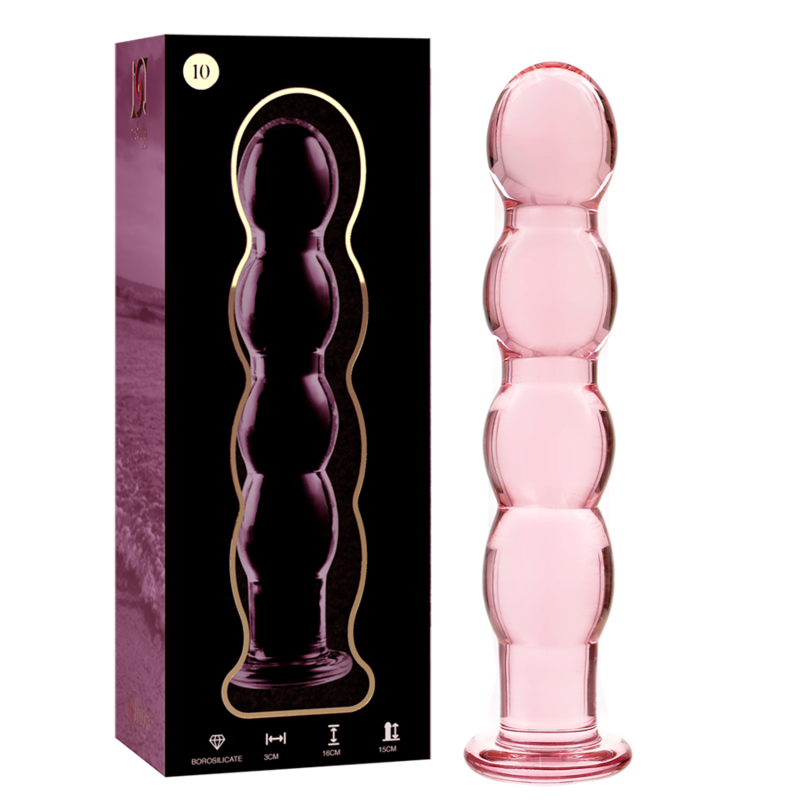 MODELLO 10 DILDO IN VETRO BOROSILICATO ROSA 16.5 CM O 3.5 CM - CHARME VIBE