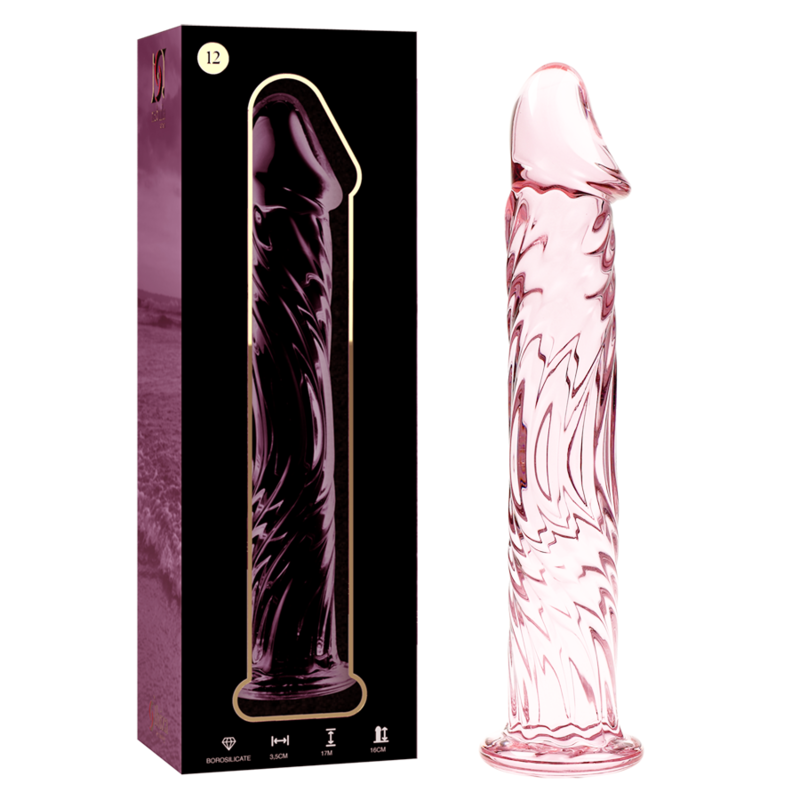 MODELLO 12 DILDO IN VETRO BOROSILICATO ROSA 17 CM O 3.5 CM - CHARME VIBE