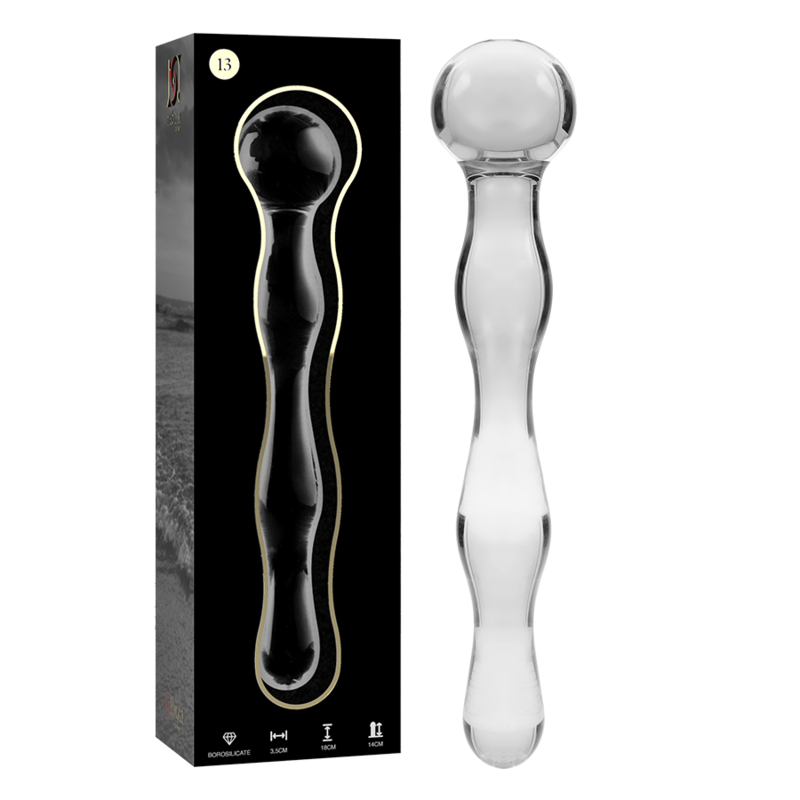 MODELLO 13 DILDO IN VETRO BOROSILICATO TRASPARENTE 18 CM O 3.5 CM - CHARME VIBE