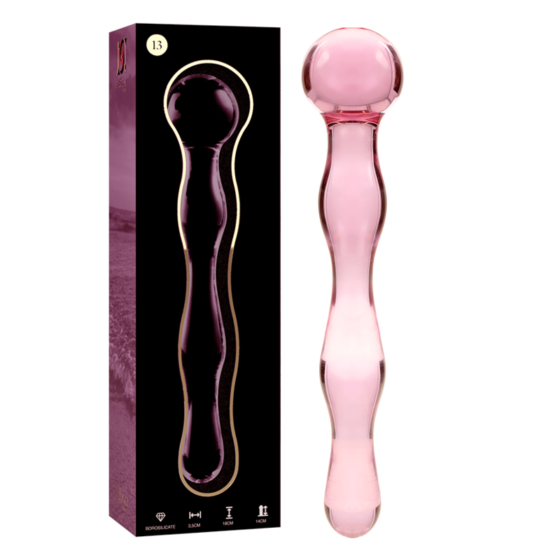 MODELLO 13 DILDO IN VETRO BOROSILICATO ROSA 18 CM O 3.5 CM - CHARME VIBE