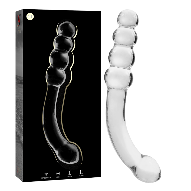 MODELLO 14 DILDO IN VETRO BOROSILICATO TRASPARENTE 18.5 CM O 3 CM - CHARME VIBE